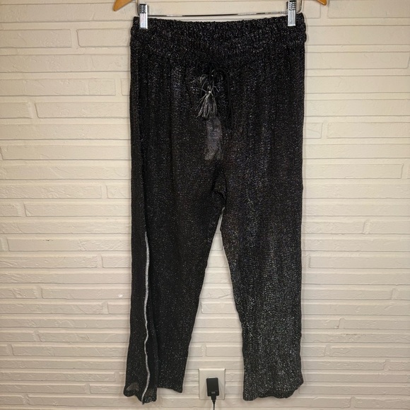 Turks & Caicos Black Shimmer Wide Leg Sheer Cover UP Pants, Women’s Size Large - Picture 1 of 8